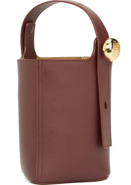 Pebble Bucket Mini Koyu Bordo Kadın Deri Çanta modelleri