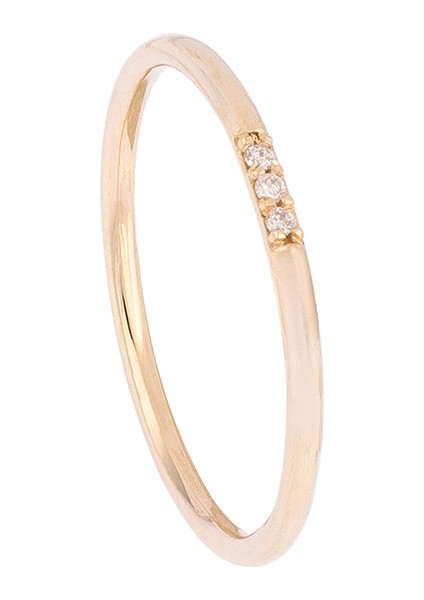 Üç Taşlı Pırlanta 14 Ayar Altın Unisex Yüzük