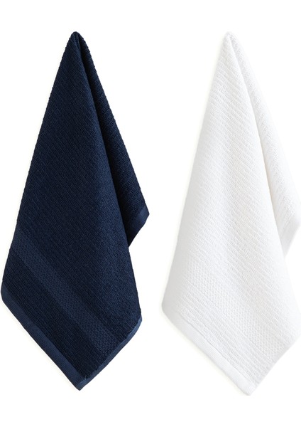 Bract Beyaz/marin Mavi 2'li Mutfak Havlusu 40X60