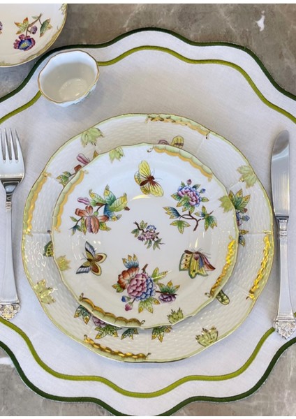 London 2’li Yeşil Işlemeli Amerikan Servis 42X42 cm modelleri