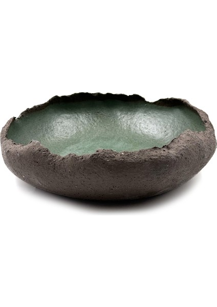 Stone Gri Yeşil Seramik Dekoratif Tabak