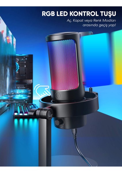 Ampligame A8 USB Rgb Mikrofon