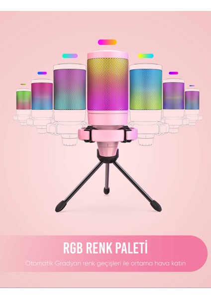 Ampligame A6VP Rgb USB Pembe Mikrofon modelleri