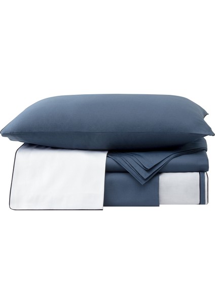 Indigo Beyaz Pamuk Saten Çift Kişilik Nevresim Takımı 200X220 cm