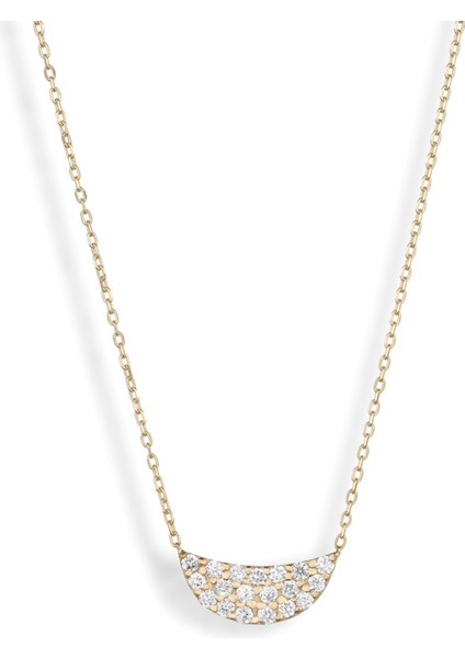 Halfmoon Pırlanta Taşlı 14 Ayar Altın Kadın Kolye