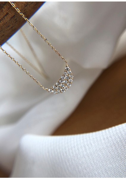 Halfmoon Pırlanta Taşlı 14 Ayar Altın Kadın Kolye fiyatları