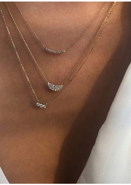 Halfmoon Pırlanta Taşlı 14 Ayar Altın Kadın Kolye indirimleri