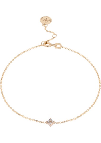 Çiçek Pırlanta Taşlı 14 Ayar Altın Unisex Bileklik