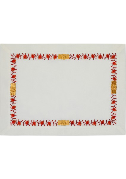 Herend Appony Turuncu Sarı Detaylı Keten 4'lü Amerikan Servis