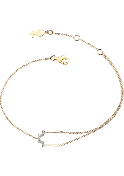 Draped Arch Pırlantalı Kadın Altın Bilezik