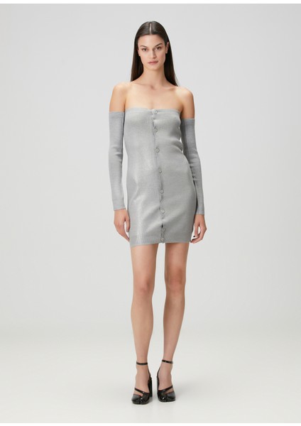 Gri Straplez Mini Elbise