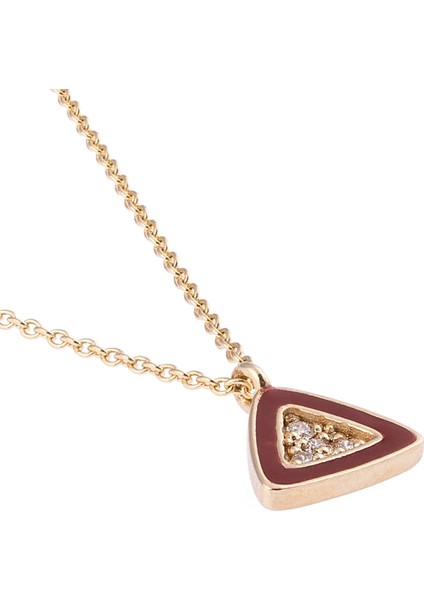 Üçgen Mineli ve Pırlanta Taşlı 14 Ayar Altın Kadın Kolye