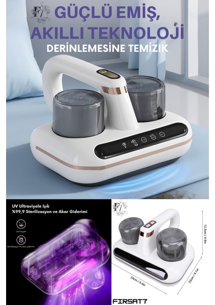 Ultrasonik Akıllı Uv Süpürge Yatak Halı Koltuk Için Sessiz Güçlü Emiş Teknolojisi Şarjlı Süpürge