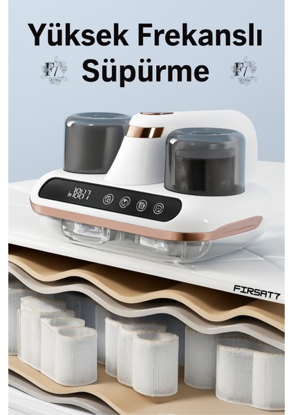 Ultrasonik Akıllı Uv Süpürge Yatak Halı Koltuk Için Sessiz Güçlü Emiş Teknolojisi Şarjlı Süpürge