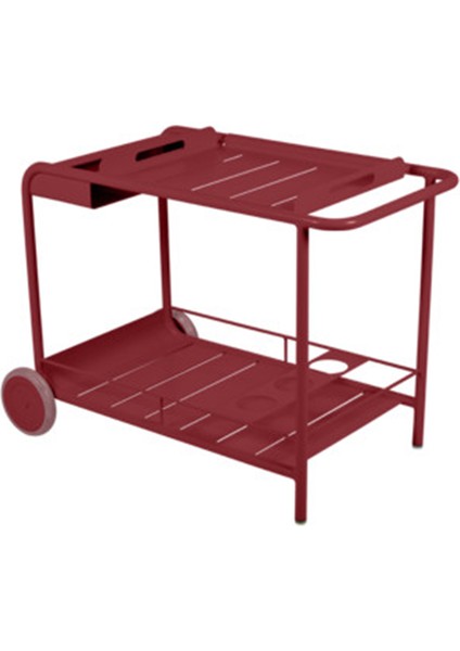 Luxembourg Koyu Kırmızı Alüminyum Bar Servis Masası