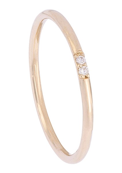 Çift Taşlı Pırlanta 14 Ayar Altın Unisex Yüzük