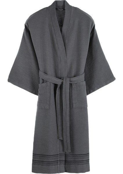 Rin Antrasit Pamuklu Unisex Bornoz