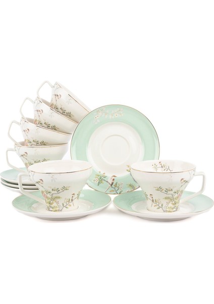 Bird Garden Porselen 6'lı Çay Fincanı Seti