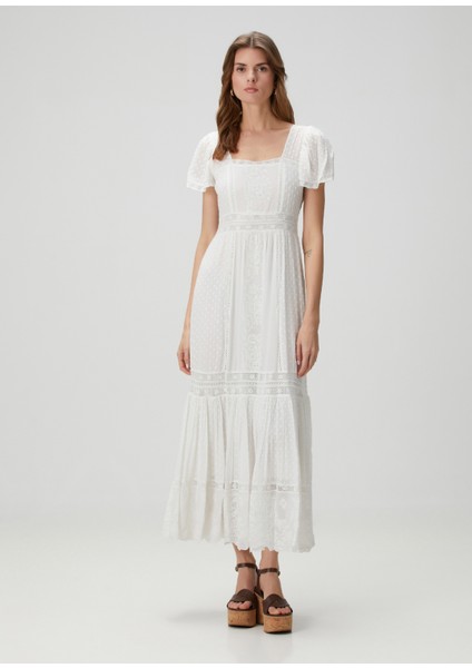Norma Beyaz Maksi Elbise