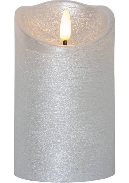 411503 Flamme Rustic Gümüş LED Mum 12,5 cm