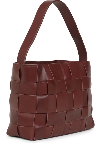 Woven Mini Bordo Kadın Deri Çanta modelleri