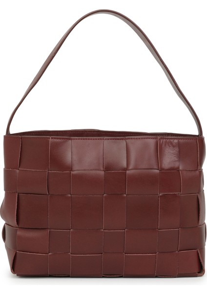 Woven Mini Bordo Kadın Deri Çanta fırsatları