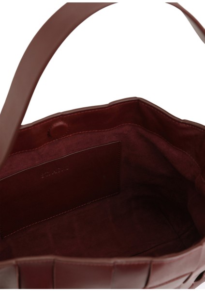 Woven Mini Bordo Kadın Deri Çanta indirimleri