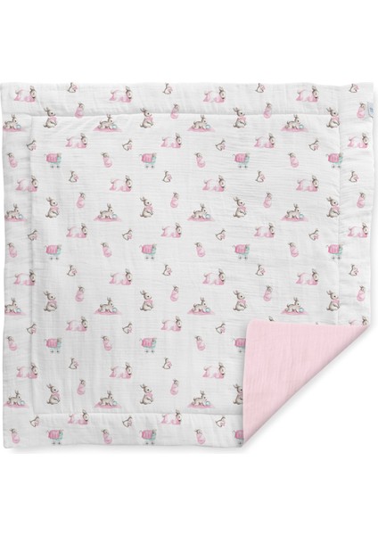 Bébé Lapin Rose Müslin Pamuklu Bebek Oyun Halısı