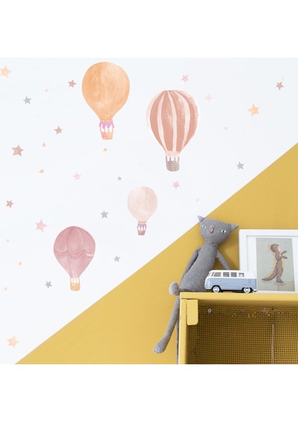 Suluboya Balon ve Yıldız Pembe Duvar Stickerı fiyatları