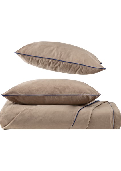 Kadife Vizon Renk Yatak Örtüsü