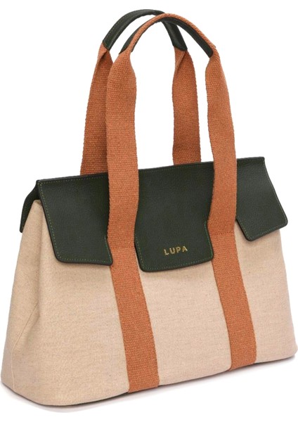 Sienna Krem Yeşil Kanvas Kadın Omuz Çantası