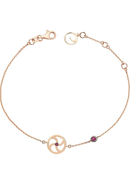 Manji Ruby Taşlı Kadın Altın Bileklik
