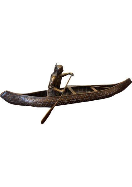 John Enfield Kızılderili Kanocu Figürlü Bronz Dekoratif Obje fiyatları