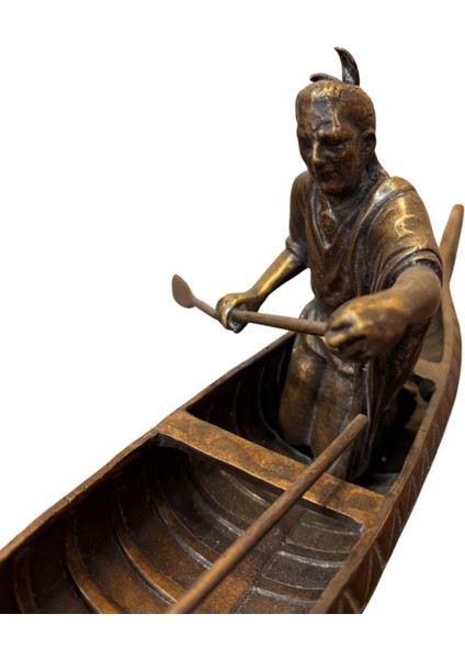 John Enfield Kızılderili Kanocu Figürlü Bronz Dekoratif Obje modelleri