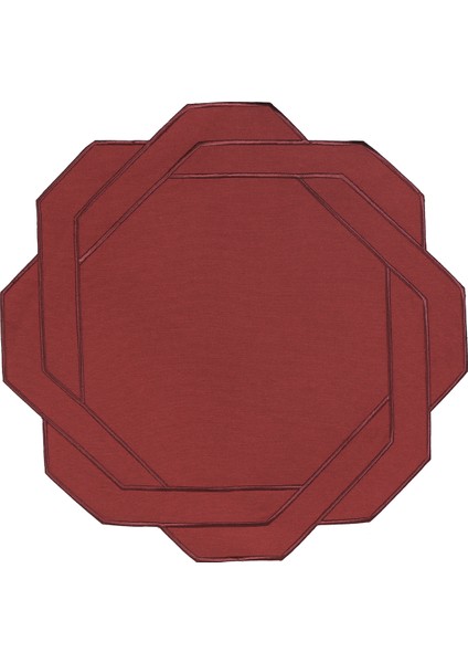 Kate Bordo Geometrik Kesim Pamuklu 2'li Amerikan Servis 42X42 cm