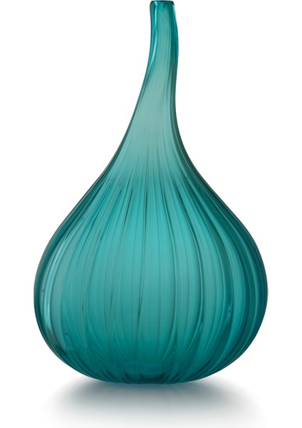 Drops Parlak Tavus Yeşili Cam Küçük Boy Vazo