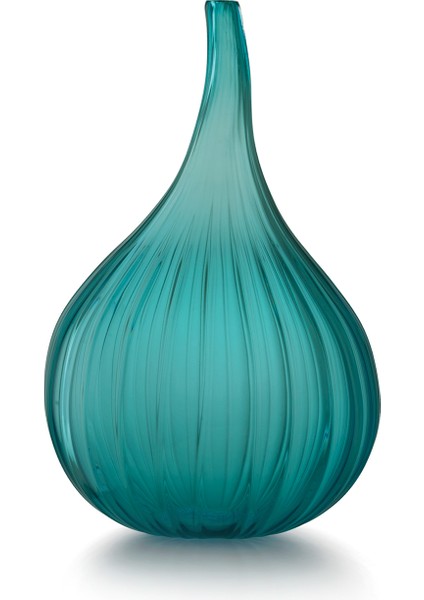 Drops Parlak Tavus Yeşili Cam Büyük Boy Vazo