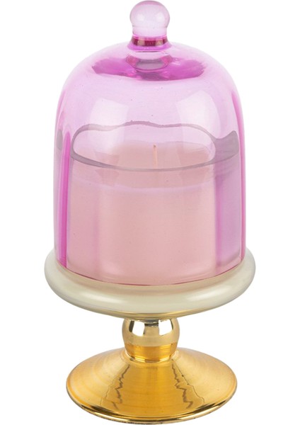 Gold Pembe Kapaklı Pink Champagne Cam Mum