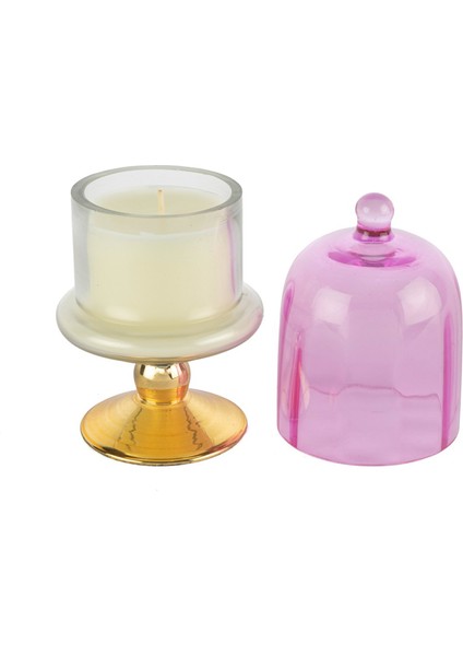 Gold Pembe Kapaklı Pink Champagne Cam Mum fiyatları