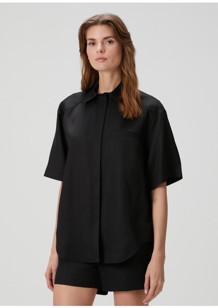 Moheli Siyah Kısa Kol Gömlek modelleri