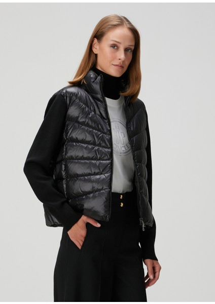 Siyah Dolgulu Yün Ceket