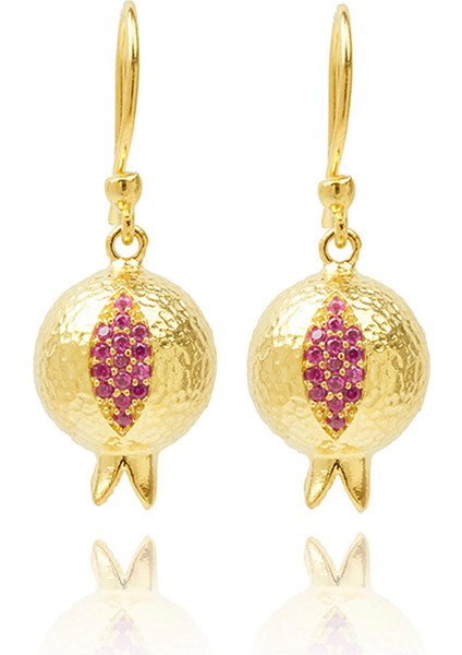 Pomona 925 Ayar Gümüş Üzeri 22 Ayar Altın Kaplama Kadın Küpe