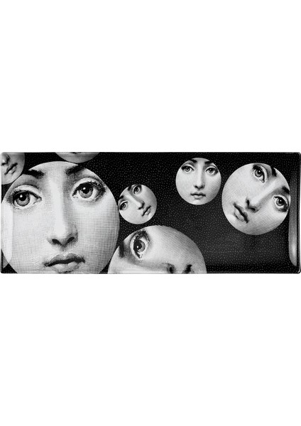 Variazioni N242 Siyah Beyaz Porselen Tepsi