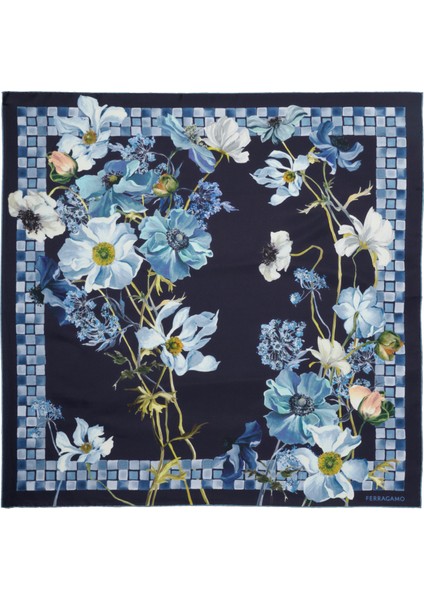 Lacivert Kadın Ipek Fular