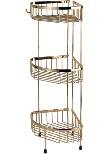 Altın Rengi Köşe 3'lü Ayaklı Duş Rafı