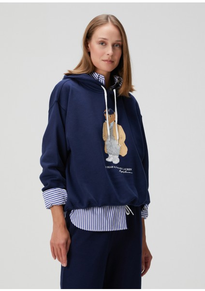 Lacivert Baskılı Sweatshirt