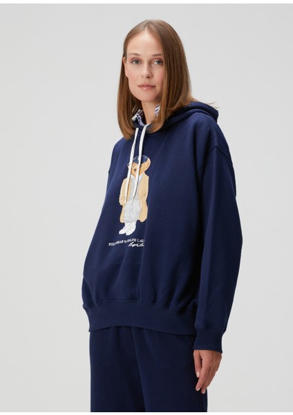 Lacivert Baskılı Sweatshirt modelleri