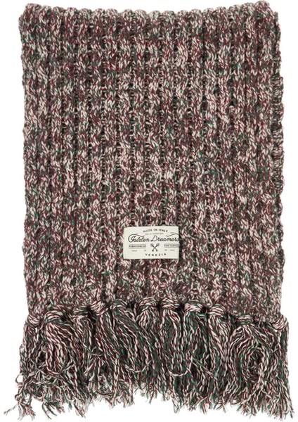 Haki Beyaz Örgü Dokulu Kadın Yün Şal