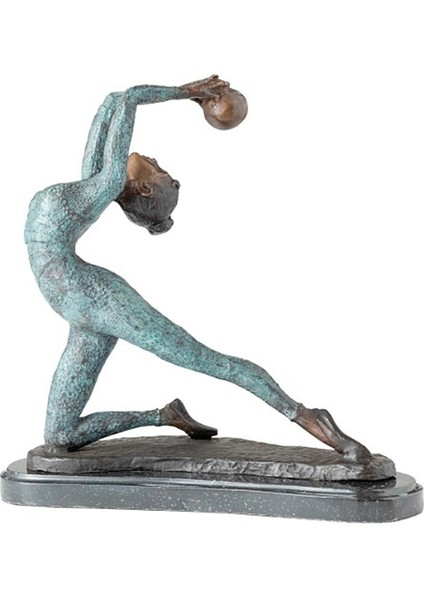 Top Tutan Balerin Kız Mavi Bronz Dekoratif Obje