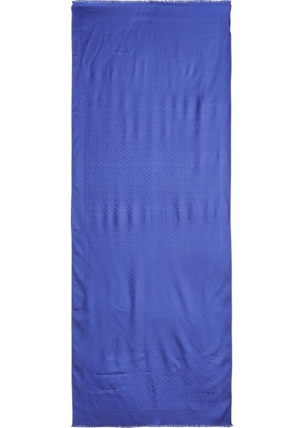 Lacivert Logo Desenli Kadın Ipek Şal